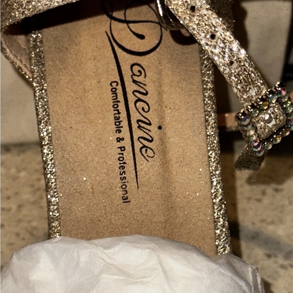 Women’s DANCINE Sandals Salsa Ballroom Dance Shoes Size 8 Rhinestones - Picture 9 of 11